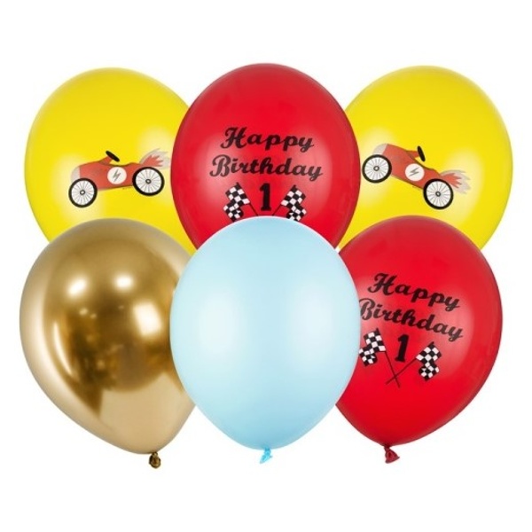 Balónky latexové Happy Birthday Car mix 30 cm 6 ks