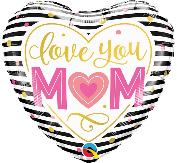 Balónek fóliový srdce Love you Mom 45 cm