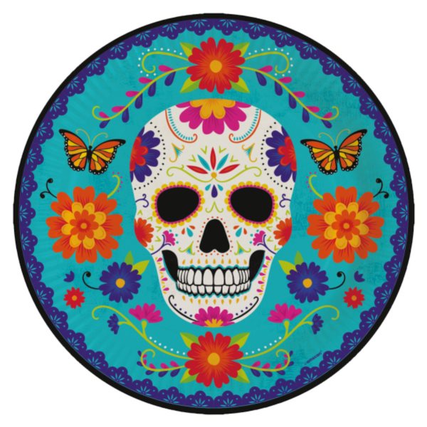 Halloween Dia de los Muertos - Talířky papírové 23 cm 8 ks