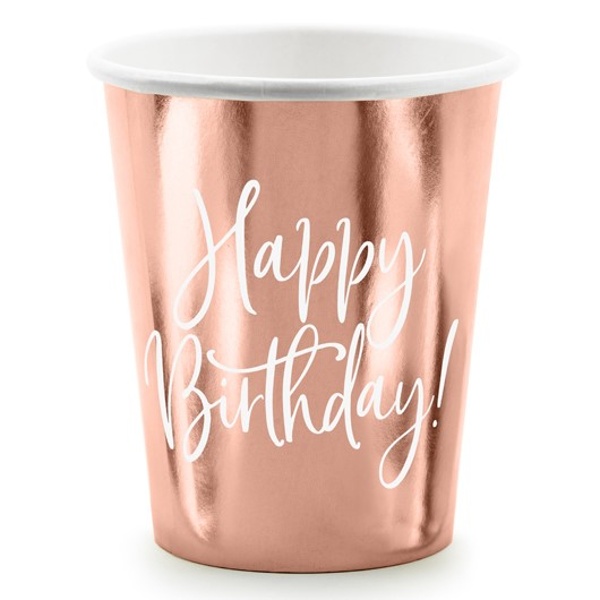 Happy Birthday - Kelímky Rose gold 160 ml 6 ks