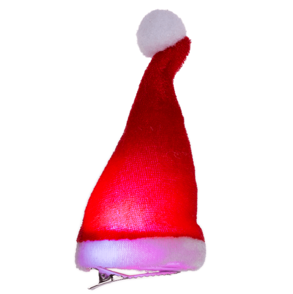 Mini čepička Santa na klip s LED 12 cm