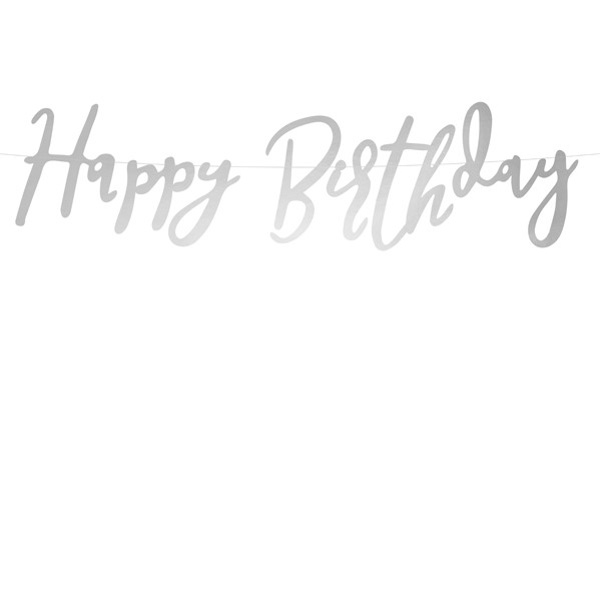 Banner Happy Birthday stříbrný 16