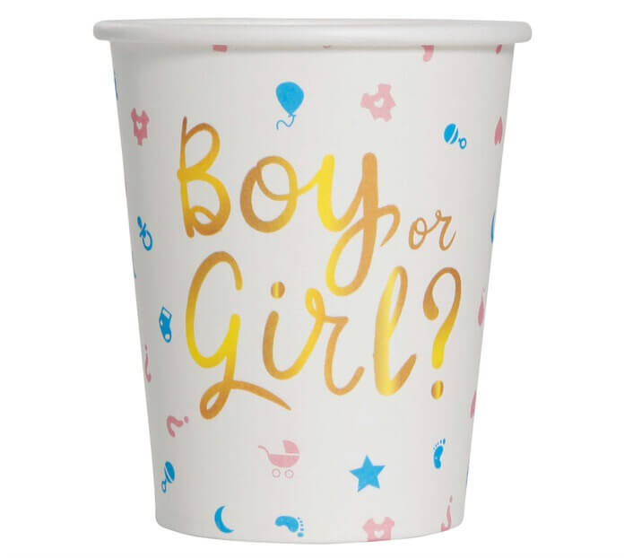 Papírové kelímky Gender Reveal 240ml 6ks