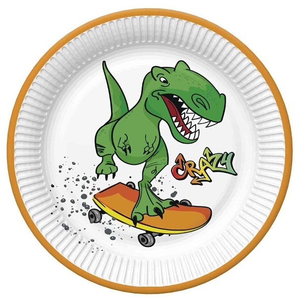 Talířky papírové Crazy Dinosaurus 18 cm 8 ks