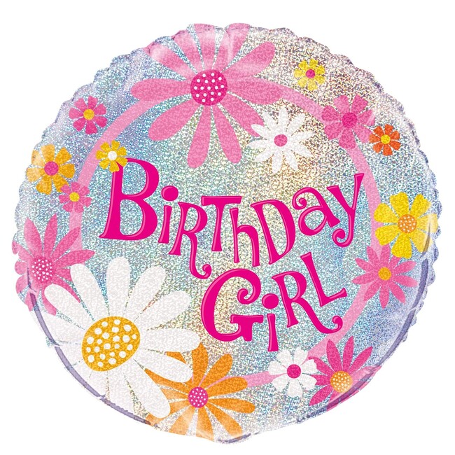 Fóliový balónek Birthday Girl glitz 45cm