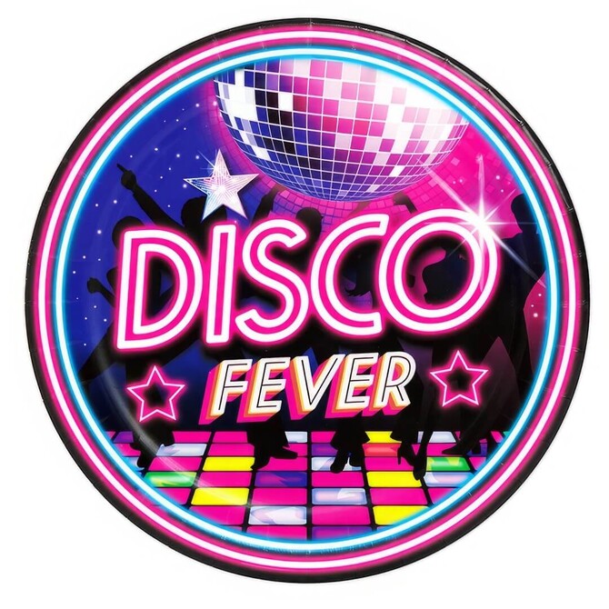 Papírové talíře Disco 80s fever 23cm 6ks