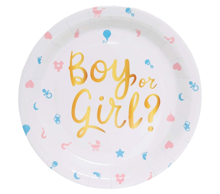 Papírové talíře Gender Reveal 23cm 6ks