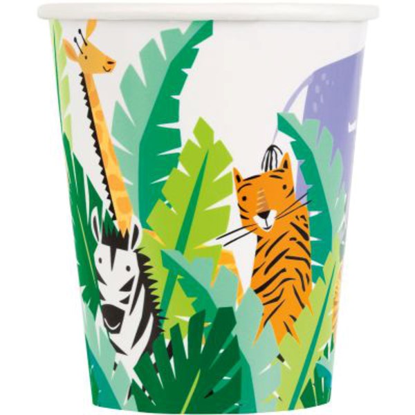 Safari party green - Kelímky papírové 266 ml 8 ks