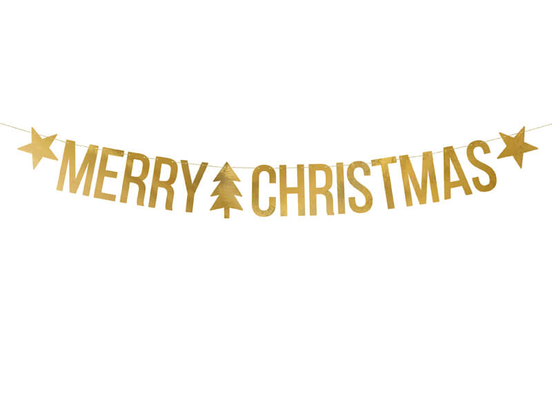 Banner Merry Christmas zlatý 150x10cm